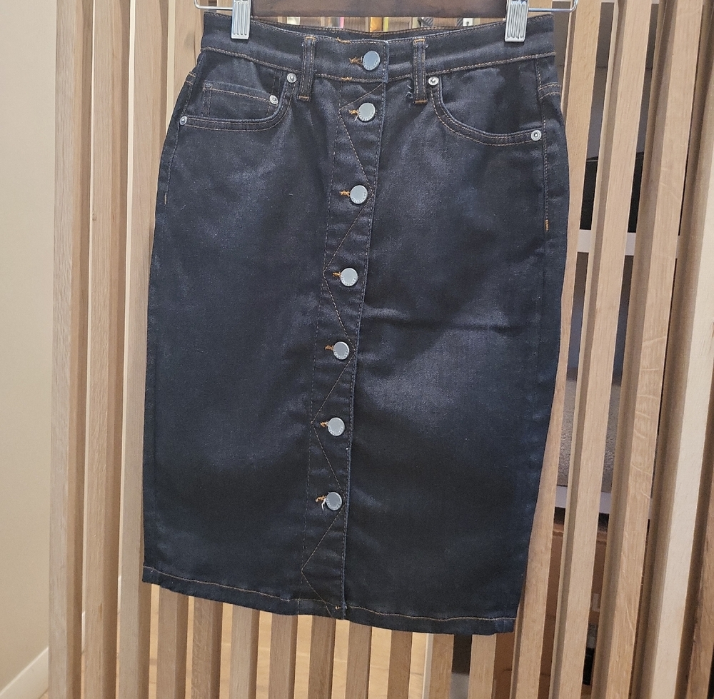 ALL SAINTS Denim Button-Front Skirt